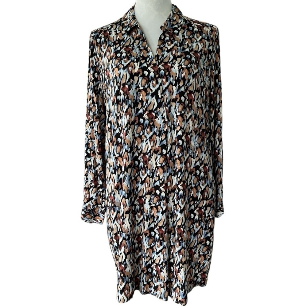 NIC + ZOE Long Sleeve Painted Leopard Dress